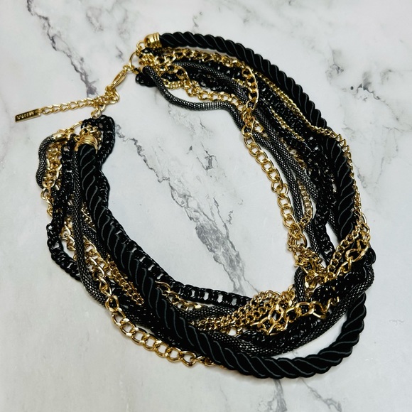 NEW! MIKA Signed Black & Gold Multi Strand Rope & Chain Necklace - Picture 10 of 17